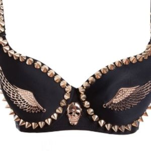 NWT Skull Wings Studded Sexy Bra Costume Lingerie